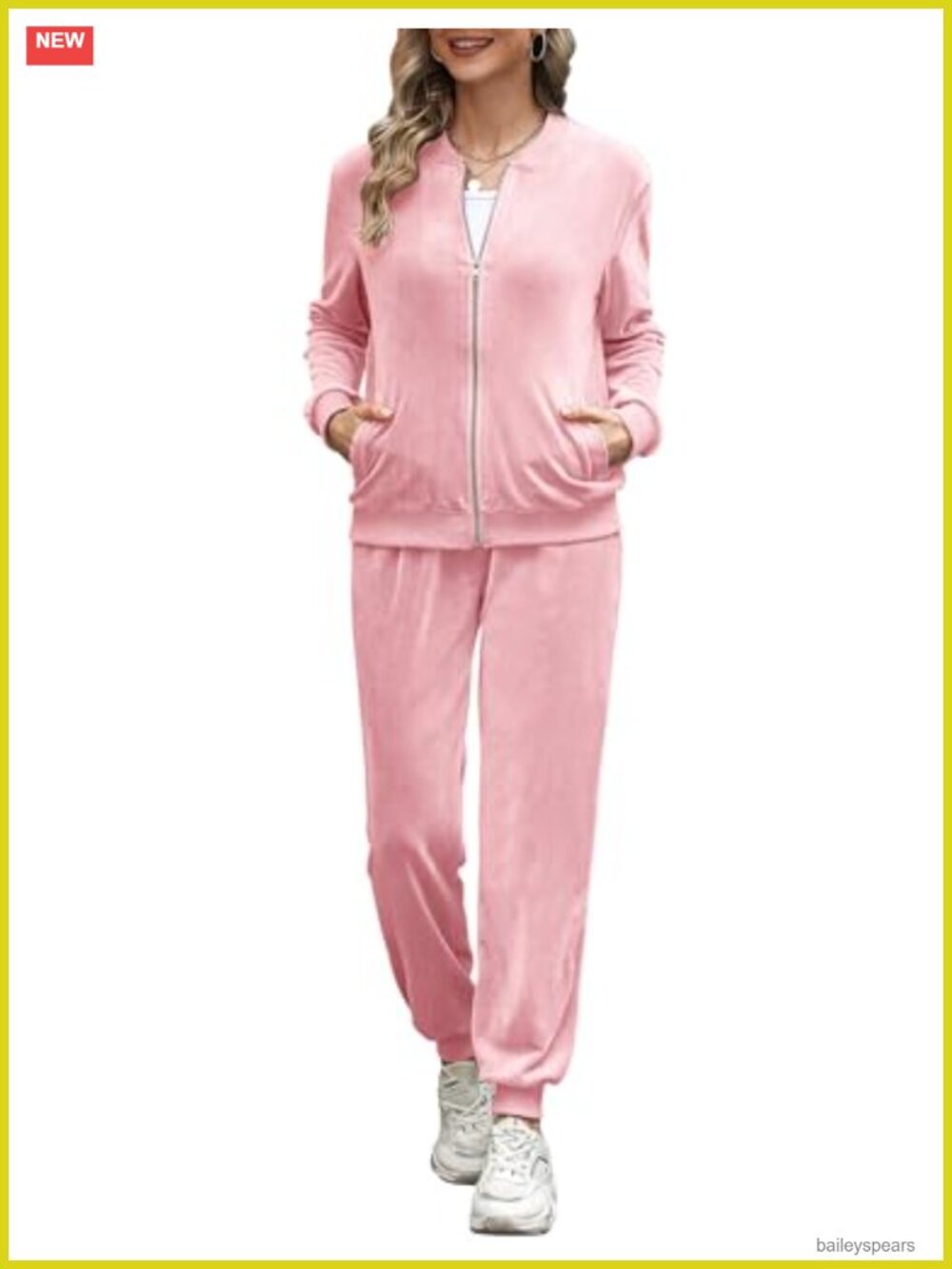 Velour Tracksuit Set Zip Up Jacket & Drawstring Sweatpants